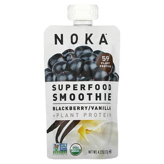 Noka, Смузи из суперфудов с растительным протеином, ежевика, ваниль, 120 г (4,22 унции)