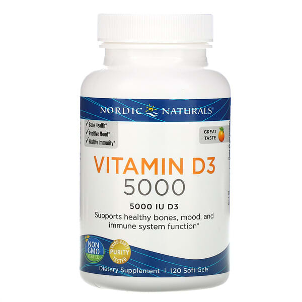 Nordic Naturals, Vitamin D3 5000, Orange, 5,000 IU, 120 Soft Gels