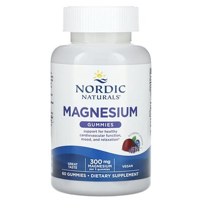 Nordic Naturals, Magnesium Gummies, Blueberry & Lavender, 300 mg, 60 Gummies (100 mg each gummy)