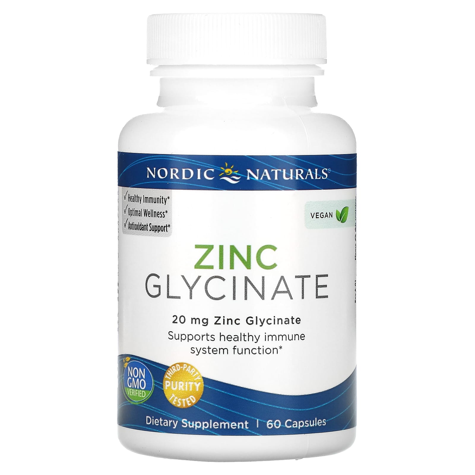 Nordic Naturals, Zinc Glycinate, 20 mg, 60 Capsules