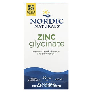 Nordic Naturals, Zinc Glycinate, Zinkglycinat, 20 mg, 60 Kapseln