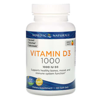 Nordic Naturals, Vitamina D3, Laranja, 1000 UI, 120 Unidades