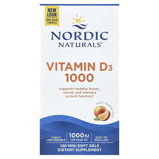 Nordic Naturals, Vitamin D3 1000, Orange, 25 mcg (1,000 IU), 120 Mini Soft Gels