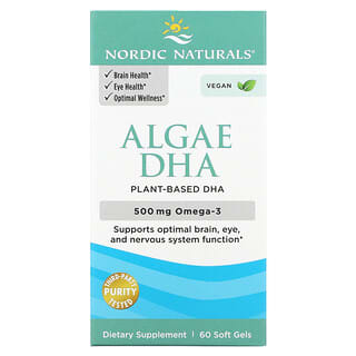 نورديك ناتورالز‏, Algae DHA حمض دوكوزاهيكسنويك (DHA) من الطحالب، 250 ملجم، 60 كبسولة هلامية