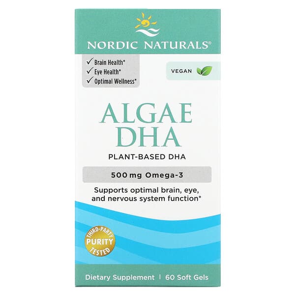 Nordic Naturals, 藻類DHA（ドコサヘキサエン酸）、250mg、ソフトジェル60粒