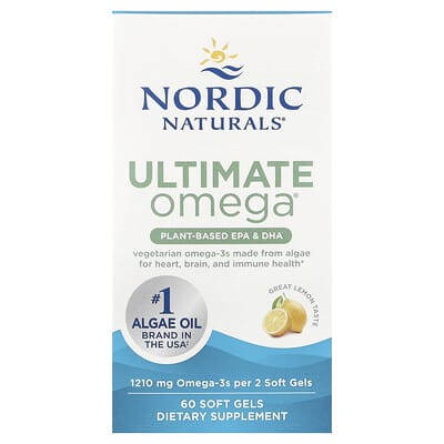 Nordic Naturals, Ultimate Omega®, Plant-Based EPA & DHA, Lemon, 60 Soft Gels (605 mg per softgel)