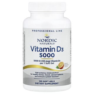 Nordic Naturals, 維生素 D3 5000，柳丁味，5000 國際單位，120 粒軟膠囊