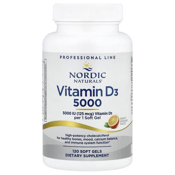 Nordic Naturals, 비타민D3 125, 오렌지, 5,000IU, 소프트젤 120정