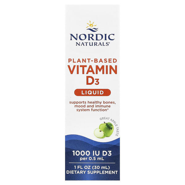 Nordic Naturals, 식물성 비타민D3 액상, 그레이트 애플, 25mcg(1,000IU), 30ml(1fl oz)