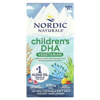 Nordic Naturals, ДГК для детей, для детей от 3 лет, ягодный лимонад, 375 мг, 120 жевательных мини-таблеток (125 мг в каждой мягкой таблетке)