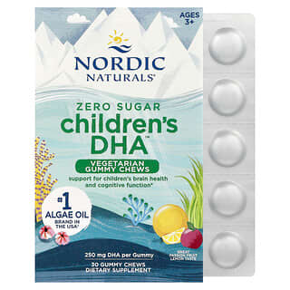 Nordic Naturals, DHA voor kinderen zonder suiker, vanaf 3 jaar, passievruchtcitroen, 250 mg, 30 gummy chews