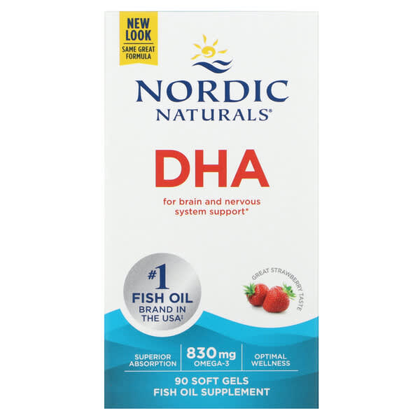 Nordic Naturals, ДГК, клубничный вкус, 90 мягких таблеток