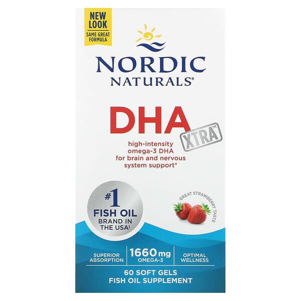 Nordic Naturals, DHA Xtra, Strawberry, 60 Soft Gels