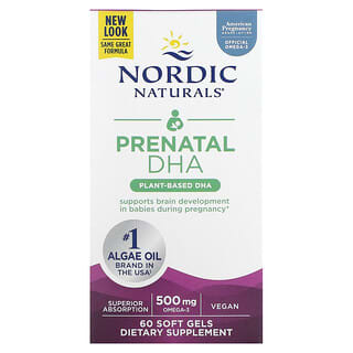 Nordic Naturals, DHA Pré-Natal, 500 mg, 60 Cápsulas Softgel (250 mg por Cápsula Softgel)