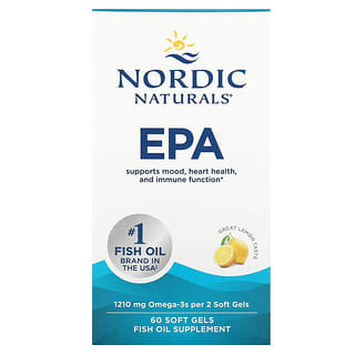 Nordic Naturals, EPA, Lemon, 1.210 mg, 60 Kapsul Gel Lunak (605 mg per Kapsul Gel Lunak)