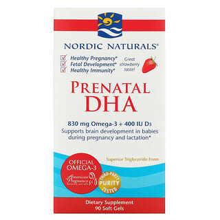 Nordic Naturals, DHA prenatal, fresa, 90 cápsulas blandas