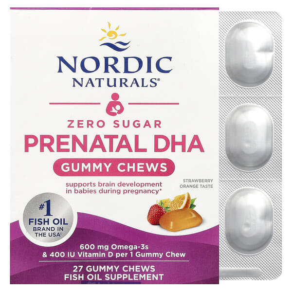Nordic Naturals, 임산부용 DHA 구미젤리, 딸기 오렌지, 구미젤리 츄 27개