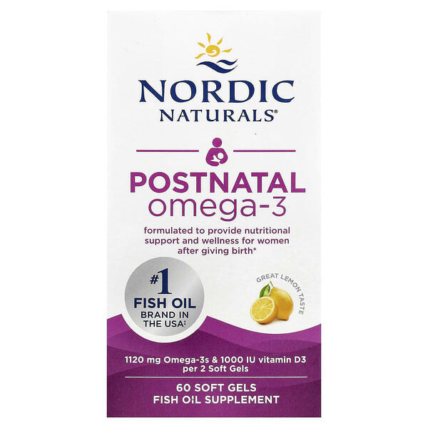 Nordic Naturals Postnatal Omega-3, Lemon, 60 Soft Gels