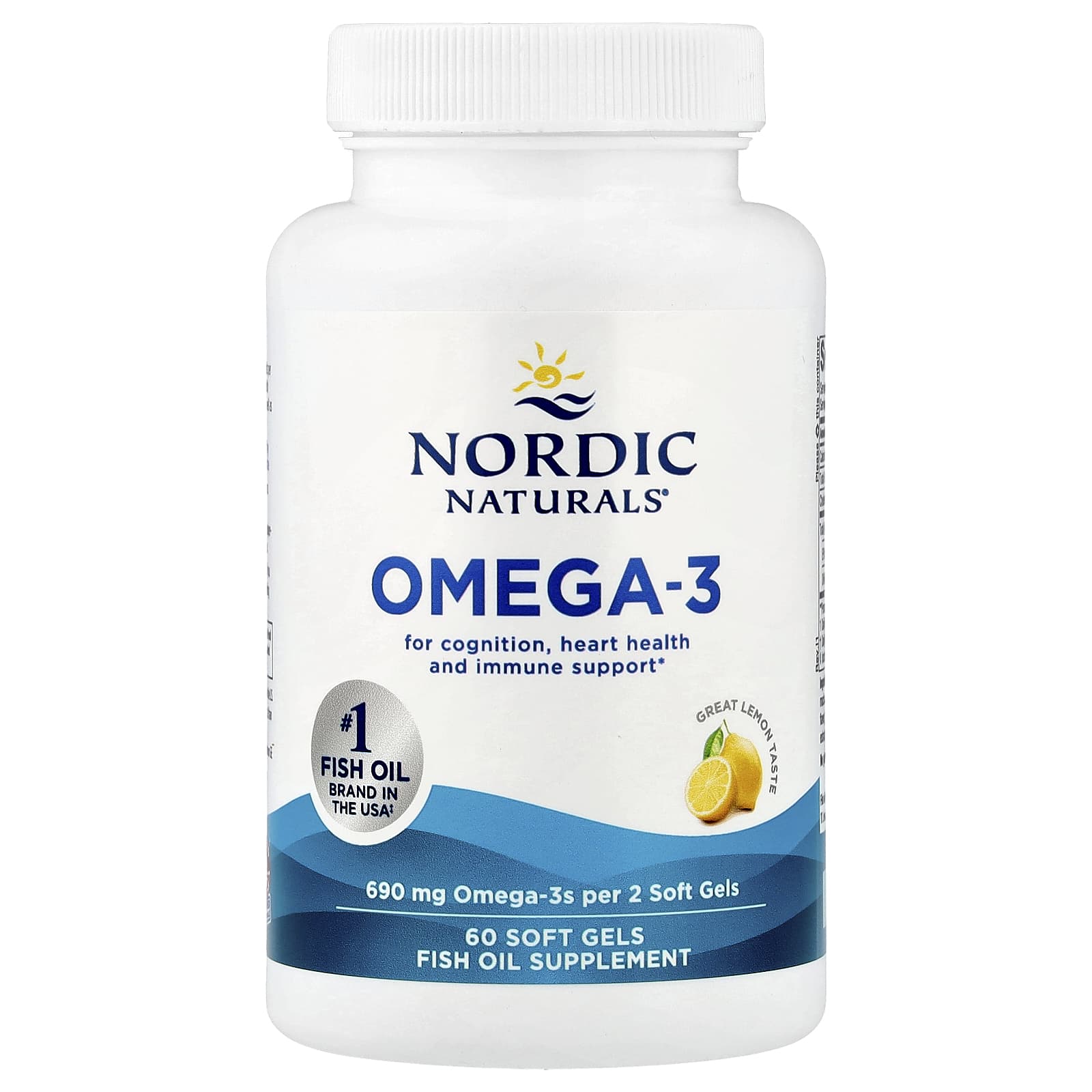 Omega-3 690 mg Cytrynowe Kapsułki Nordic Naturals - 60 szt.