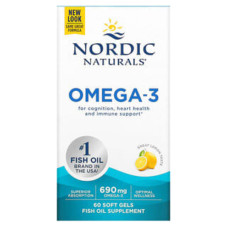 Nordic Naturals, Omega-3, Lemon, 345 mg, 60 Soft Gels