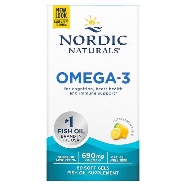 Nordic Naturals, Omega-3，檸檬味，690 毫克，60 粒軟凝膠（每粒軟凝膠 345 毫克）