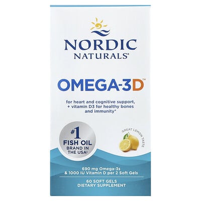 Nordic Naturals, Omega-3D™, Lemon Flavor, 60 Softgels