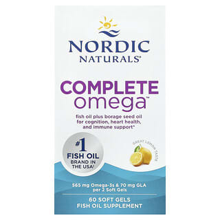 Nordic Naturals, Complete Omega, лимон, 60 мягких таблеток