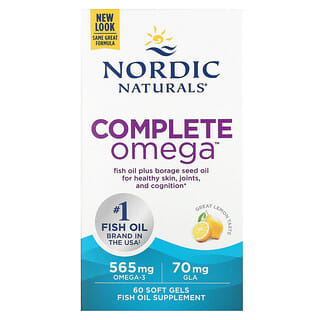 Nordic Naturals, Complete Omega, лимон, 60 капсул
