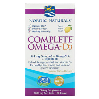 Nordic Naturals, Complete Omega-D3, Lemon, 500 mg, 60 Soft Gels