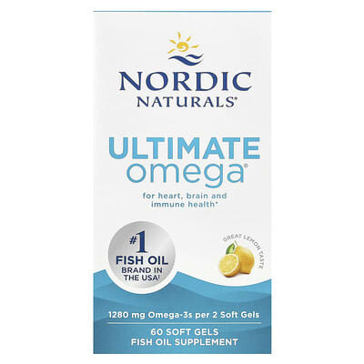 Nordic Naturals, Ultimate Omega, Lemon Flavor, 60 Softgels (640 mg per softgel)