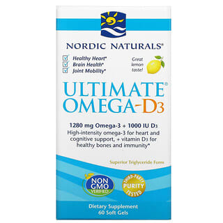 Nordic Naturals, Ultimate Omega-D3، ليمون، 640 ملجم، 60 كبسولة هلامية