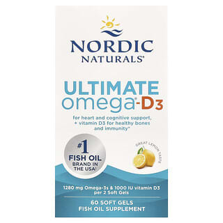 Nordic Naturals, Ultimate Omega-D3, 레몬 맛, 소프트젤 60정