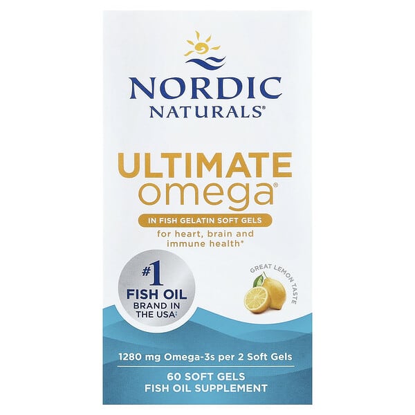 Nordic Naturals Ultimate Omega®, Lemon, 60 Soft Gels (640 mg per Soft Gel)