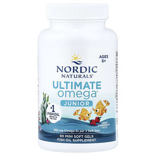 Nordic Naturals, Ultimate Omega para niños, Suplemento de aceite de pescado con omega-3, De 6 años en adelante, Fresa, 90 minicápsulas blandas (340 mg por cápsula blanda)
