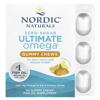 Nordic Naturals, Ultimate Omega® Gomas Mastigáveis, Frutas Tropicais, 1.200 mg, 54 Gomas Mastigáveis (600 mg por Goma)