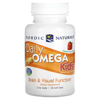 Nordic Naturals, Daily Omega Kids, Natural Fruit Flavor, 340 mg, 30 Soft Gels