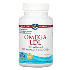 Nordic Naturals, Omega LDL, омега-3, красный ферментированный рис и коэнзим Q10, 384 мг, 60 капсул