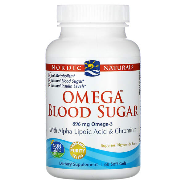 Nordic Naturals‏, Omega Blood Sugar, 448 מ"ג, 60 כמוסות ג'ל