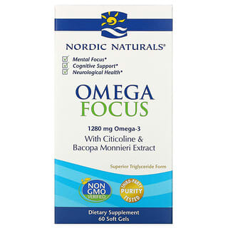 Nordic Naturals, Suplemento con omegas para la concentración, 1280 mg, 60 cápsulas blandas