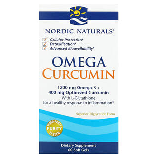 Nordic Naturals, Oméga curcuma, 1250 mg, 60 capsules molles