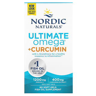 Nordic Naturals, Ultimate Omega, Suplemento de omega-3 y curcumina, 60 cápsulas blandas