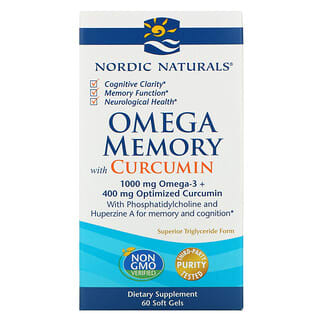 Nordic Naturals, Omega Memory con curcumina, 500 mg, 60 cápsulas blandas