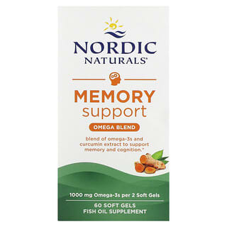 Nordic Naturals, Memory Support, смесь омега кислот для поддержки памяти, 1000 мг, 60 капсул (500 мг в 1 капсуле)