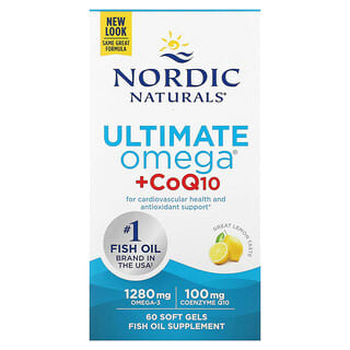 Nordic Naturals, Ultimate Omega + CoQ10, Lemon, 640 mg, 60 Soft Gels