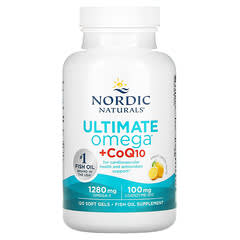 Nordic Naturals, Ultimate Omega + CoQ10, Lemon, 640 mg, 120 Soft Gels