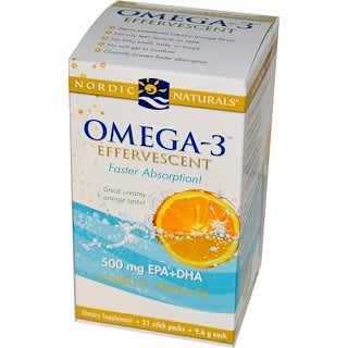 Nordic Naturals, Omega-3 Effervescent, Orange Flavor, 21 Stick Packs, 9.6 g Each