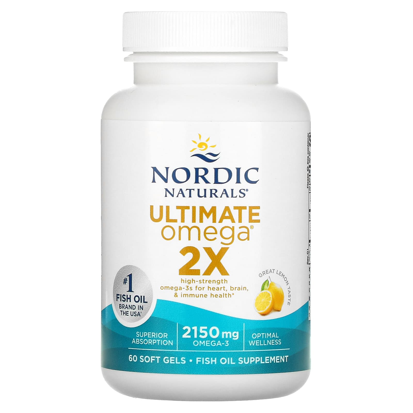 Nordic Naturals, Ultimate Omega 2X, Lemon, 1,075 Mg, 60 Softgels