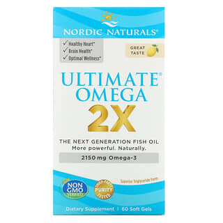 Nordic Naturals, Ultimate Omega 2X, Zitrone, 1.075 mg, 60 Weichkapseln