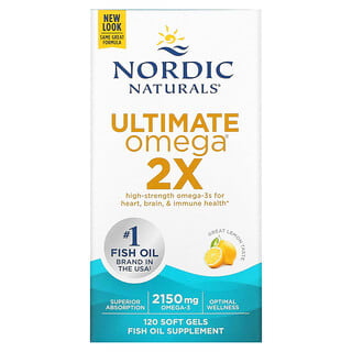 Nordic Naturals, Ultimate Omega 2X, Lemon, 1,075 mg, 120 Soft Gels