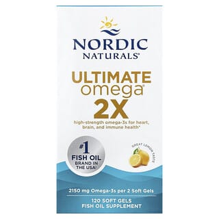 Nordic Naturals, Ultimate Omega 2X, Lămâie, 2.150 mg, 120 de geluri moi (1.075 mg per gel moale)